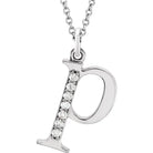 Jacob Mercari 14K White Gold Natural Diamond Lowercase p Initial Necklace 