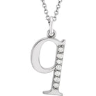 Jacob Mercari 14K White Gold Natural Diamond Lowercase q Initial Necklace 