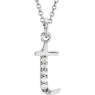 Jacob Mercari 14K White Gold Natural Diamond Lowercase t Initial Necklace 