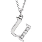 Jacob Mercari 14K White Gold Natural Diamond Lowercase u Initial Necklace 