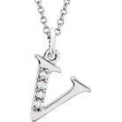 Jacob Mercari 14K White Gold Natural Diamond Lowercase v Initial Necklace 