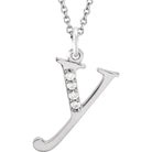 Jacob Mercari 14K White Gold Natural Diamond Lowercase y Initial Necklace 