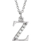 Jacob Mercari 14K White Gold Natural Diamond Lowercase z Initial Necklace 