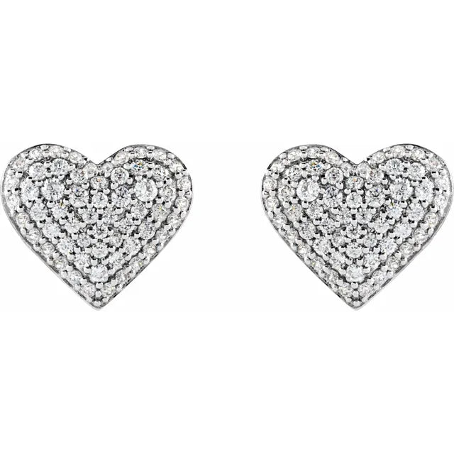 Jacob Mercari 14K White Gold  1/2 CTW Lab-Grown Diamond Puffed Heart Earrings