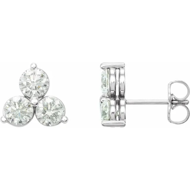 Jacob Mercari 14K White Gold 1/4 CTW Natural Diamond Three-Stone Earrings