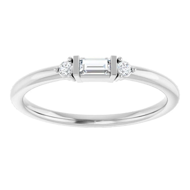 1/8 CTW Natural Diamond Stackable Ring in 14K White Gold