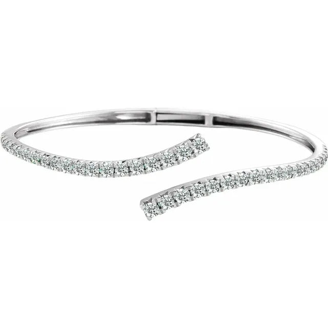 2 5/8 CTW Lab-Grown Diamond Graduated Bypass Cuff Bracelet in 14K White Gold