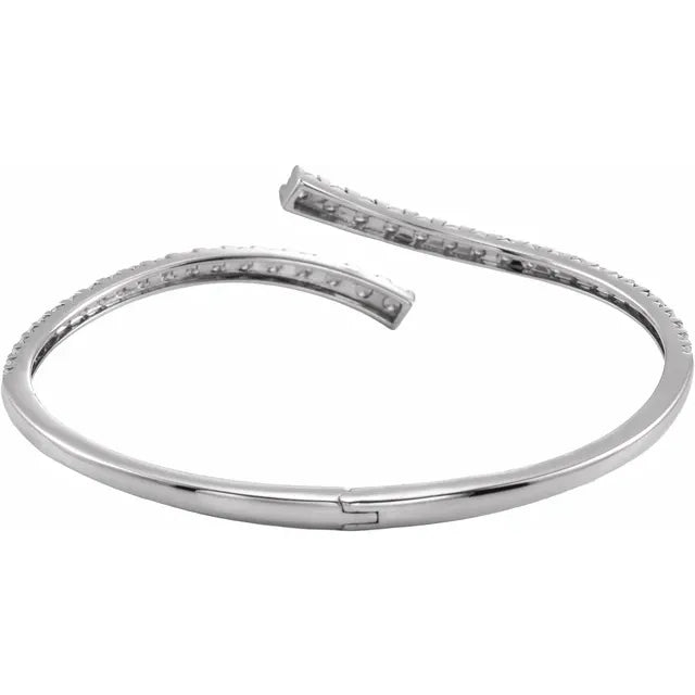 2 5/8 CTW Lab-Grown Diamond Graduated Bypass Cuff Bracelet in 14K White Gold