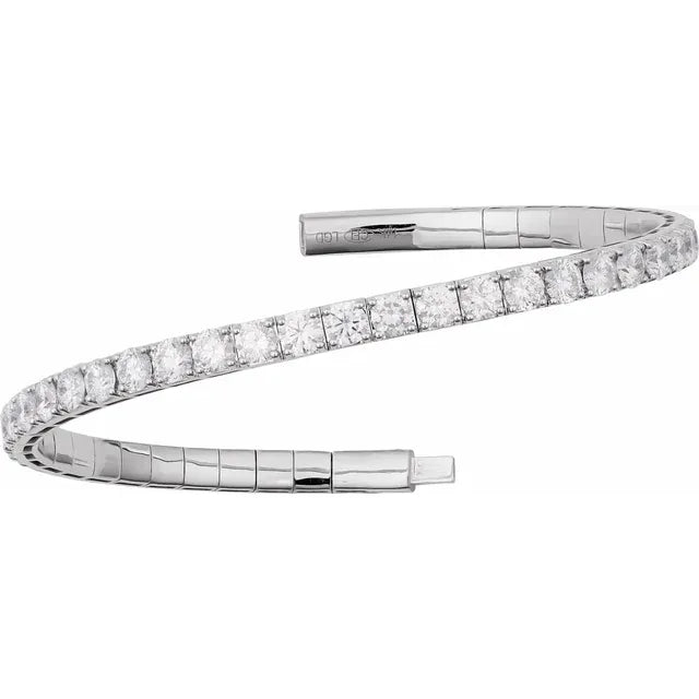 3 CTW Natural Diamond Flexible Bangle Bracelet in 14K White Gold