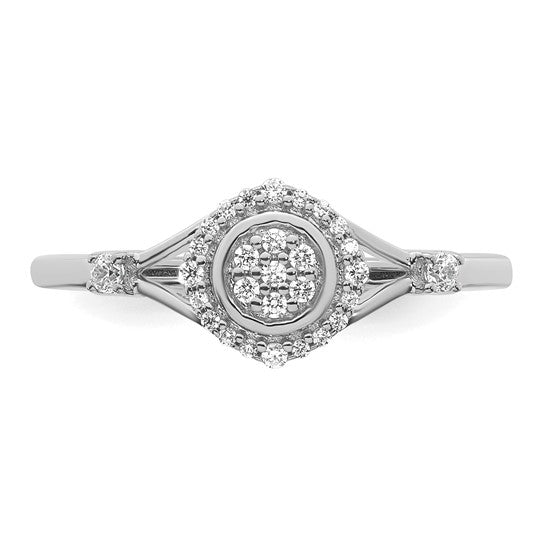 Jacob Mercari Vintage Style 14K White Gold Diamond Round Cluster Halo Engagement Ring