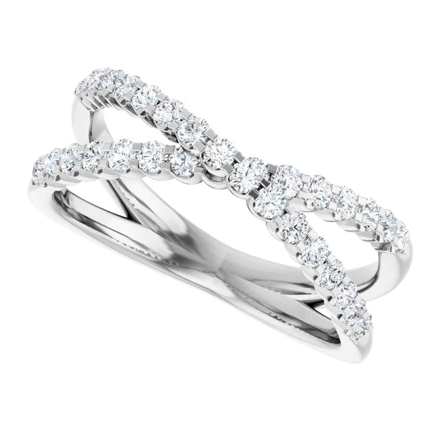14K White Gold 1/2 CTW Natural Diamond Criss-Cross Ring