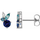 Jacob Mercari 14K White Gold Blue Sapphire, Aquamarine, Blue Zircon & Diamond Earrings
