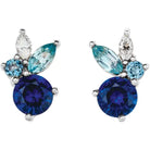 Jacob Mercari 14K White Gold Blue Sapphire, Aquamarine, Blue Zircon & Diamond Earrings