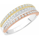 14K Tri-Colour Gold 1/2 CTW Natural Diamond Stacked Ring