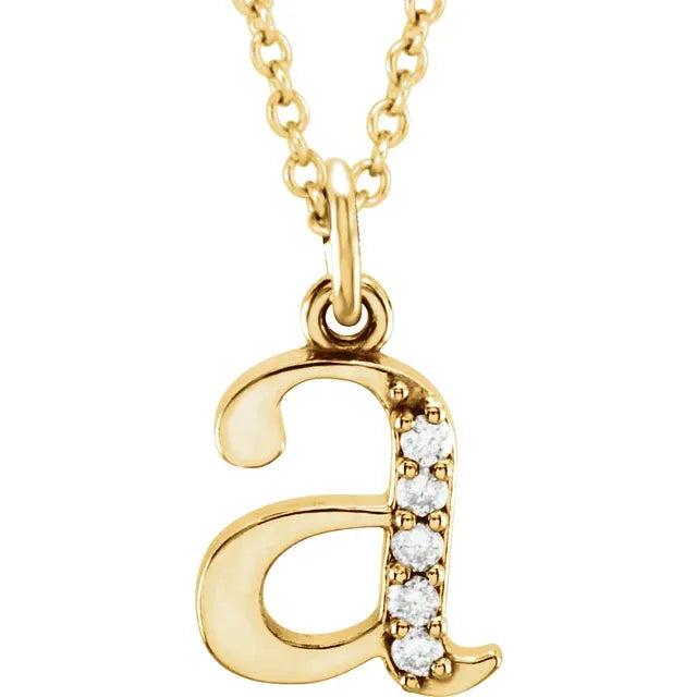 Jacob Mercari 14K Yellow Gold Natural Diamond Lowercase a Initial Necklace 