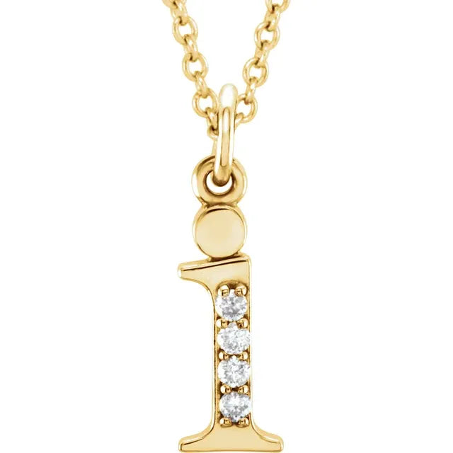 Jacob Mercari 14K Yellow Gold Natural Diamond Lowercase i Initial Necklace 