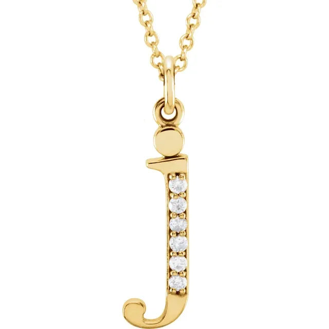 Jacob Mercari 14K Yellow Gold Natural Diamond Lowercase j Initial Necklace 