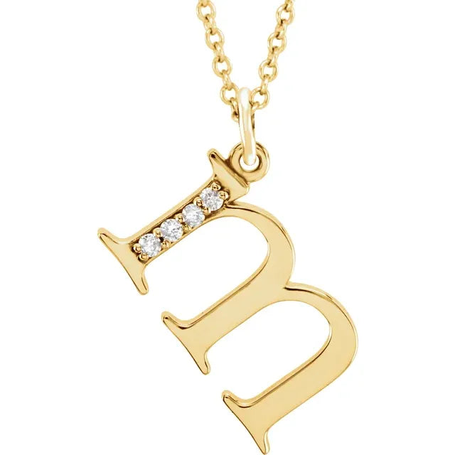 Jacob Mercari 14K Yellow Gold Natural Diamond Lowercase m Initial Necklace 