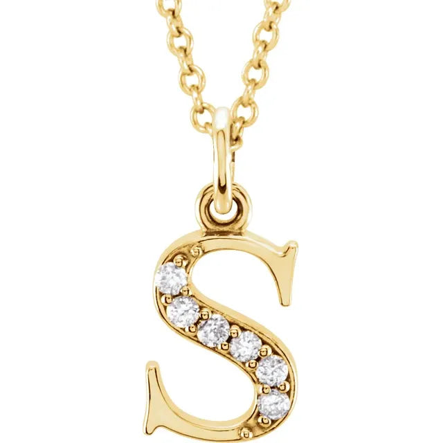 Jacob Mercari 14K Yellow Gold Natural Diamond Lowercase s Initial Necklace 