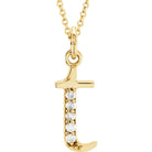 Jacob Mercari 14K Yellow Gold Natural Diamond Lowercase t Initial Necklace 