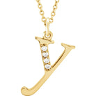 Jacob Mercari 14K Yellow Gold Natural Diamond Lowercase y Initial Necklace 
