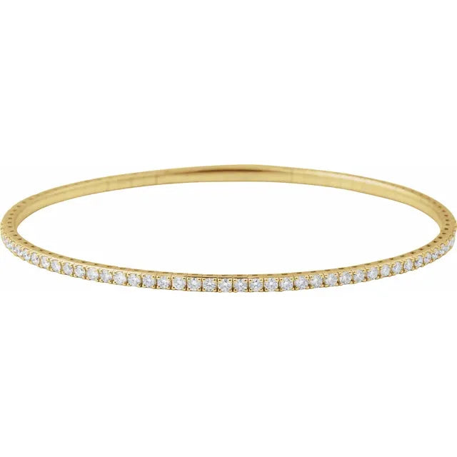1 CTW Natural Diamond Flexible Bangle Bracelet in 14K Yellow Gold