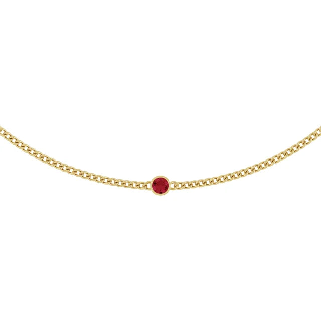 Jacob Mercari 14K Yellow Gold Lab-Grown Ruby Bezel Setting Solitaire necklace