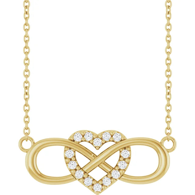 Jacob Mercari 14K Yellow Gold Lab-Grown Diamond Heart & Infinity-Inspired Necklace