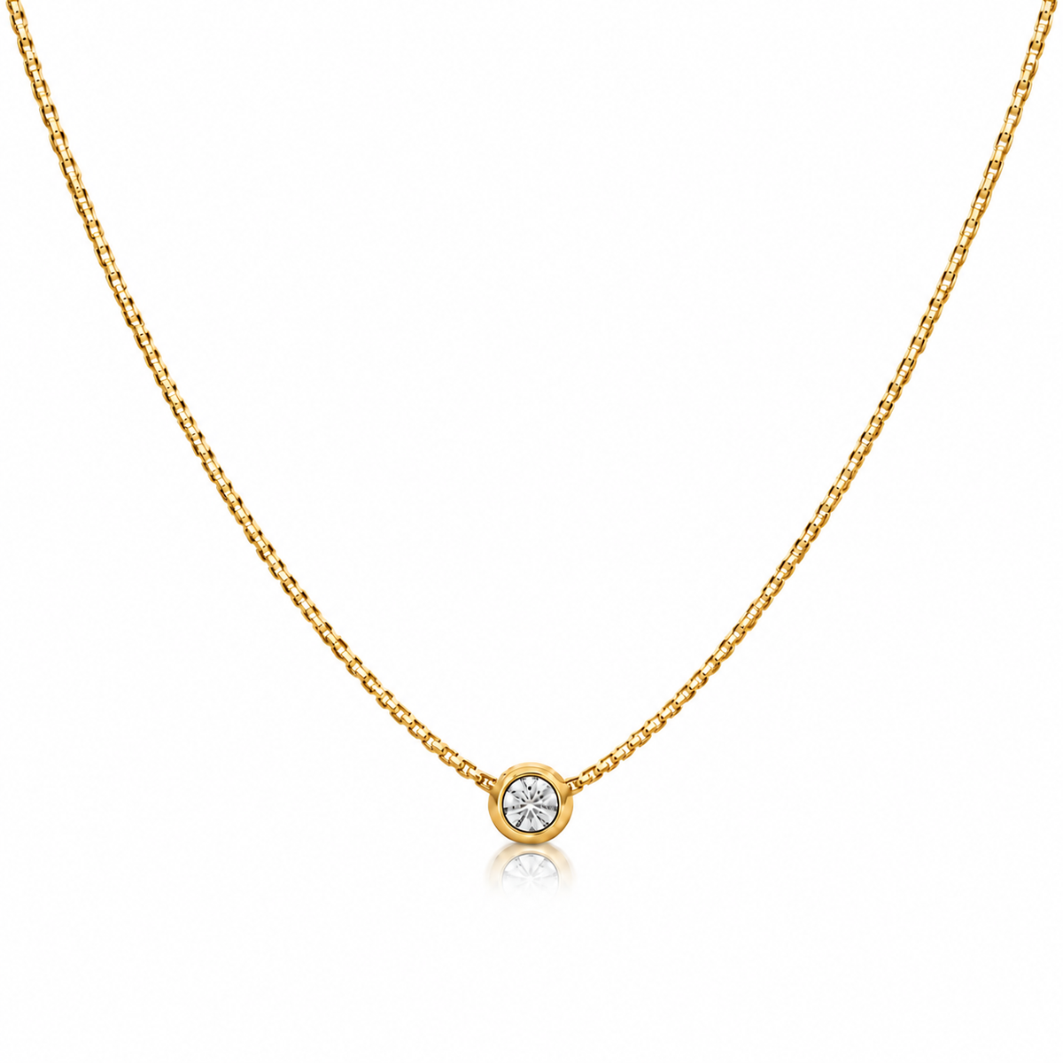 Round Lab-Grown Diamond Bezel Set Necklace in 14K Yellow Gold