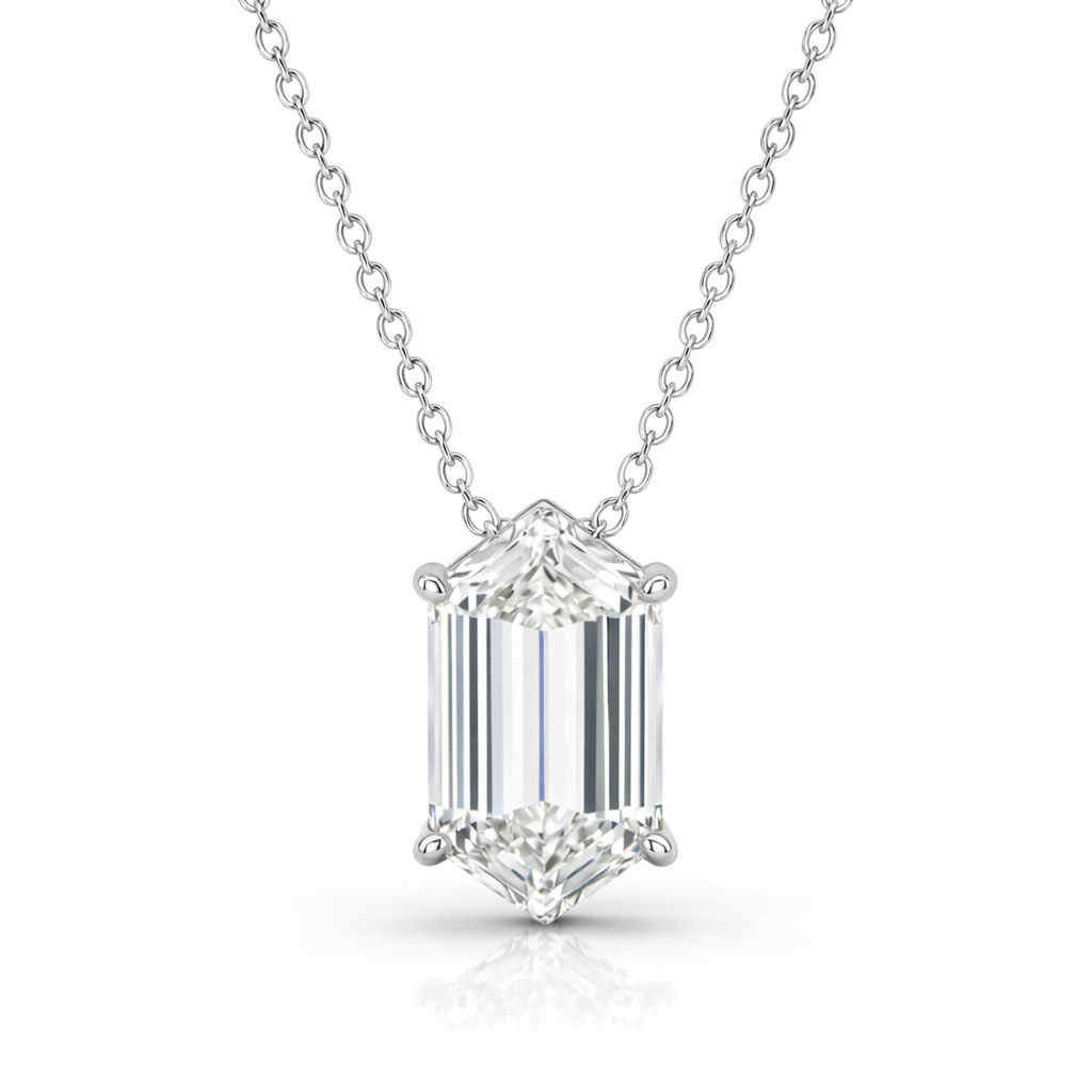 Jacob Mercari 14K White Gold Hexagonal Lab-Grown Diamond Solitaire Necklace