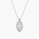 Jacob Mercari 14K White Gold Marquise Lab-Grown Diamond Bezel Solitaire Necklace