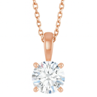 Jacob Mercari 14K Rose Gold Lab-Grown Round Diamond Solitaire Pendant