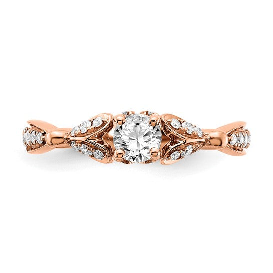 Jacob Mercari Vintage Style 14K Rose Gold Two Hearts Diamond Engagement Ring