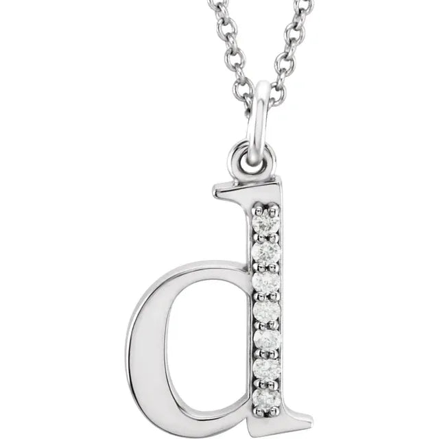 Jacob Mercari 14K White Gold Natural Diamond Lowercase d Initial Necklace 