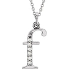 Jacob Mercari 14K White Gold Natural Diamond Lowercase f Initial Necklace 
