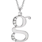 Jacob Mercari 14K White Gold Natural Diamond Lowercase g Initial Necklace 