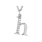 Jacob Mercari 14K White Gold Natural Diamond Lowercase h Initial Necklace 