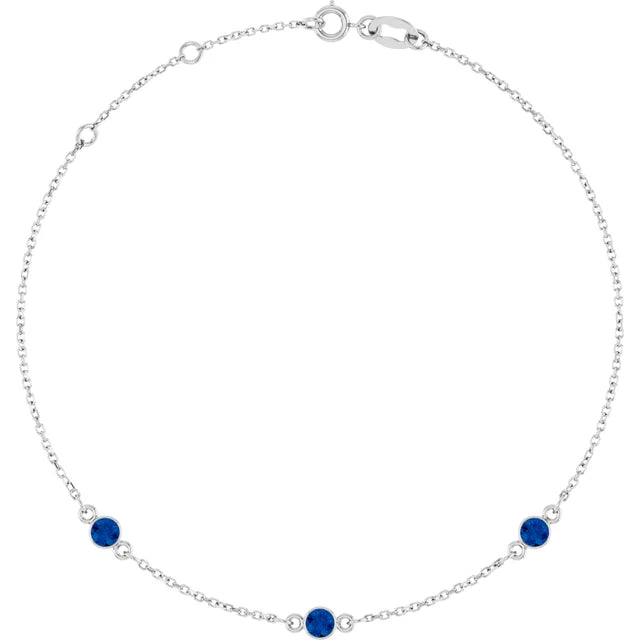 Jacob Mercari 14K White Gold Natural Sapphire 3 Station Bezel necklace 