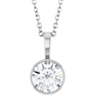 14K White Gold Natural Diamond Bezel-Set Solitaire Necklace