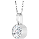 14K White Gold Natural Diamond Bezel-Set Solitaire Necklace