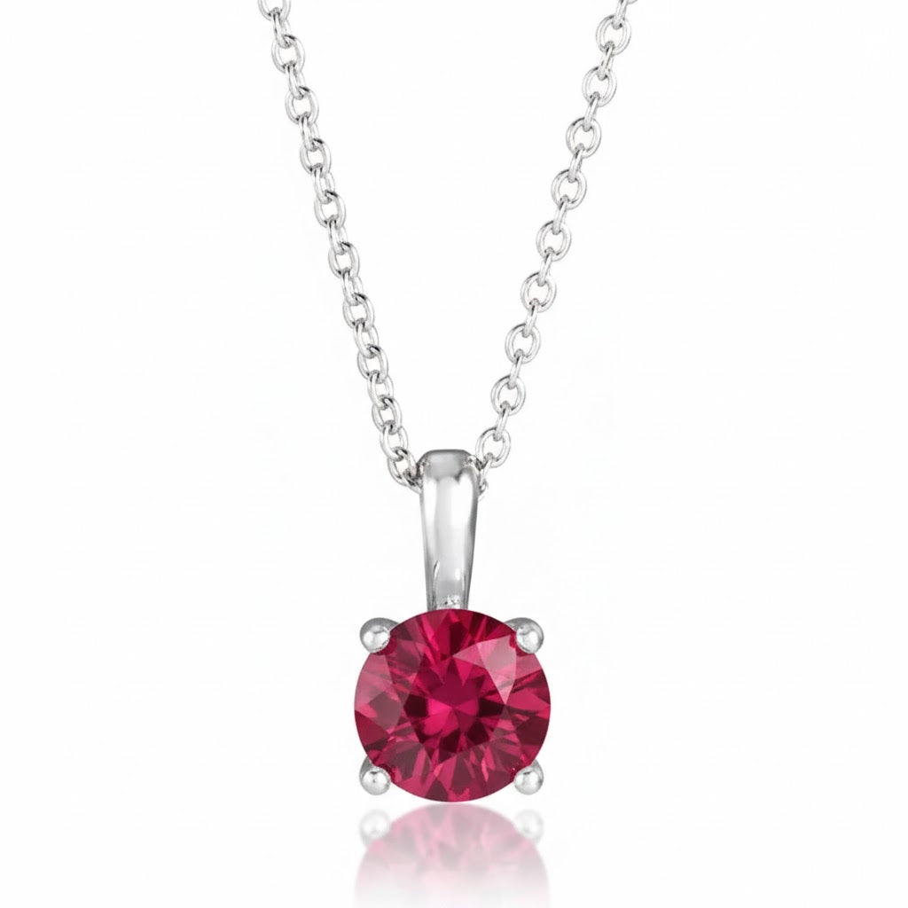Jacob Mercari 14K White Gold Lab-Grown Ruby Solitaire Necklace