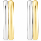 14K White & Yellow Gold Half Hoop Earrings