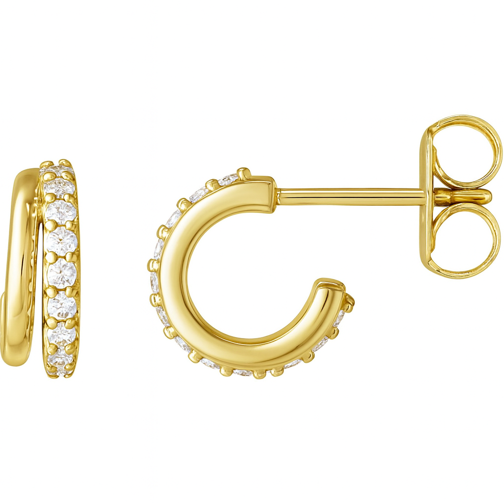 Jacob Mercari 14K Yellow Gold Pavé Lab Diamond Half-Hoop Studs