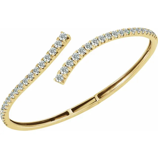 2 5/8 CTW Lab-Grown Diamond Graduated Bypass Cuff Bracelet in 14K Yellow Gold