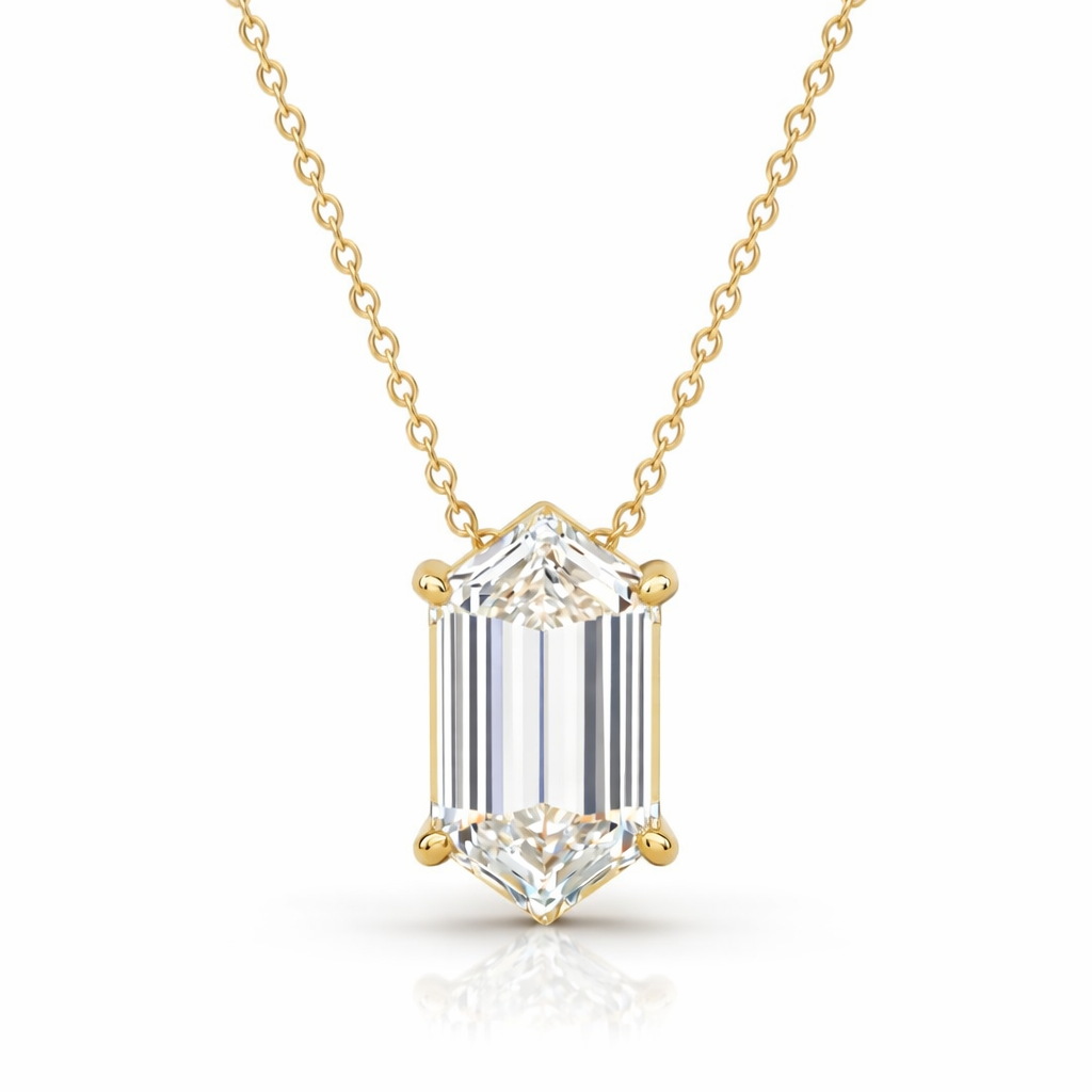 Jacob Mercari 14K Yellow Gold Hexagonal Lab-Grown Diamond Solitaire Necklace