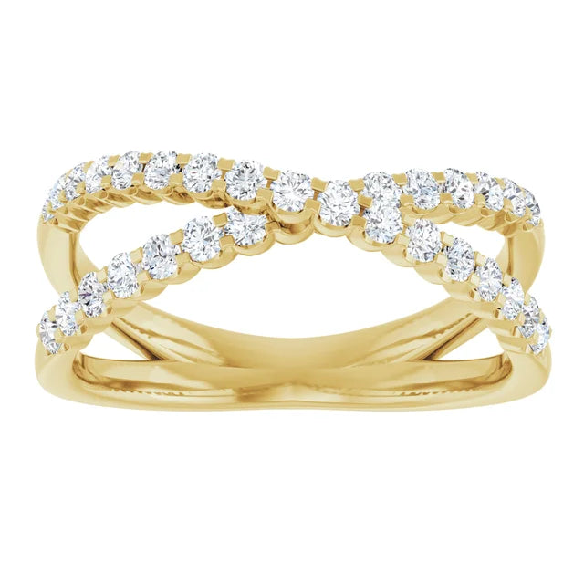 14K Yellow Gold 1/2 CTW Natural Diamond Criss-Cross Ring