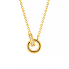 14K Yellow Gold Natural Diamond Interlocking Circle Necklace