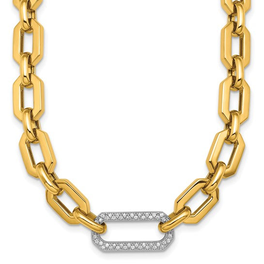 Jacob Mercari 18K Two tone Polished Diamond Hexagon Link Necklace