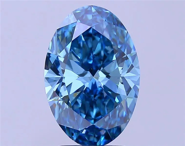 3.72ct Oval Lab Grown Diamond (Colour Fancy Vivid Blue, Clarity VS2, IGI Certified)