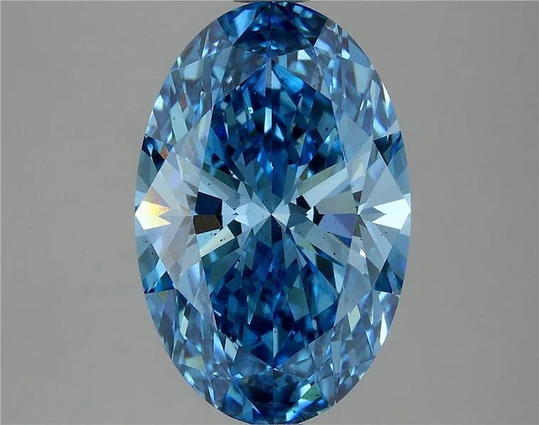 3.97ct Oval Lab Grown Diamond (Colour Fancy Vivid Blue, Clarity VS2, Cut GD, IGI Certified)